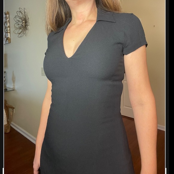 Theory Black V-neck Casual Mini Shirt Dress 2 - Picture 5 of 10